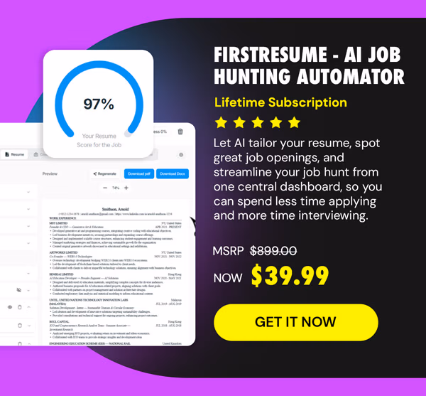 FirstResume - AI Job Hunting Automator: Lifetime Subscription