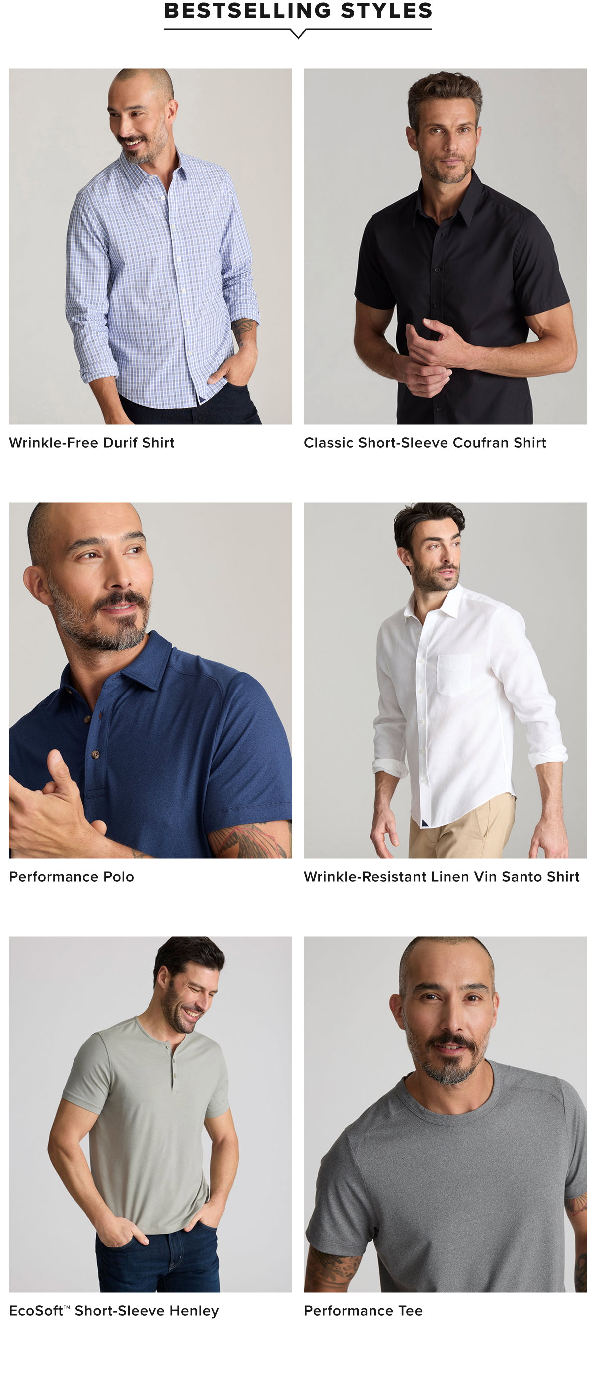 Collection of UNTUCKit bestselling styles. 