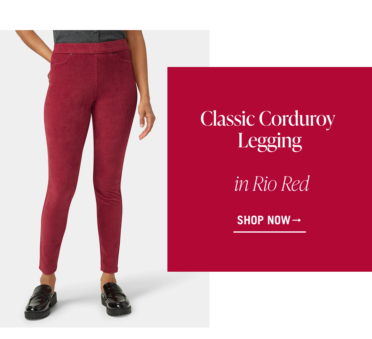 Classic Corduroy Legging in Rio Red