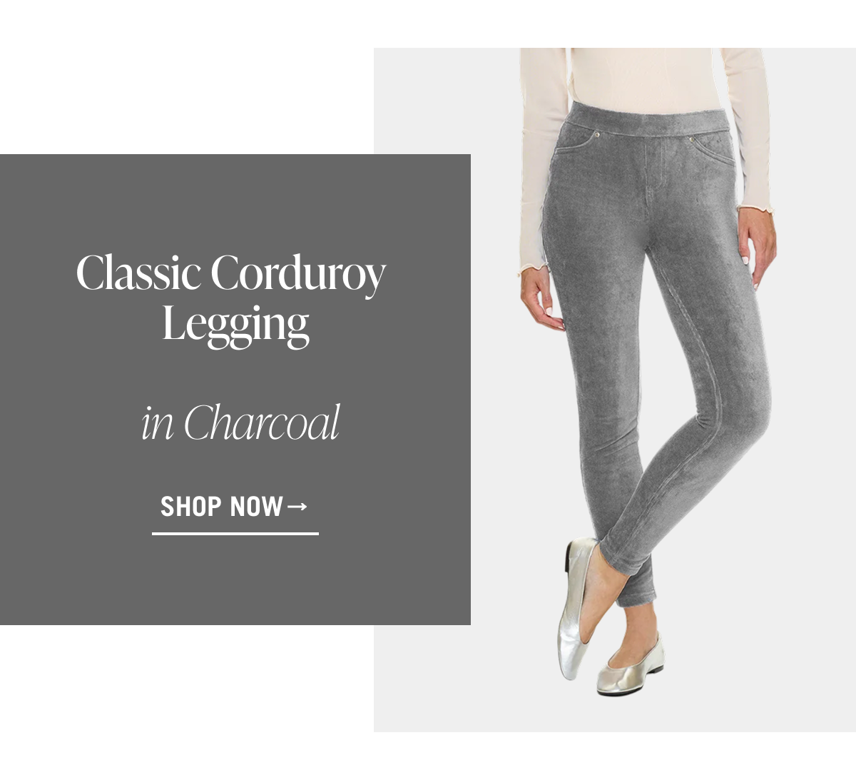 Classic Corduroy Legging in Charcoal