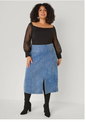 Split Front A Line Midi Skirt