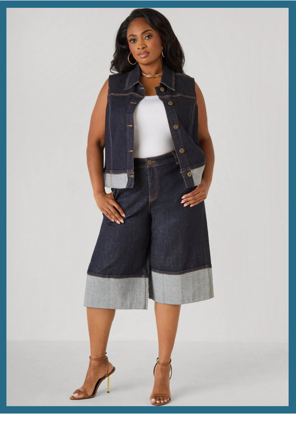 Cuffed Denim Bermuda Shorts