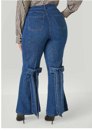 Bow Embellished Flared Jeans