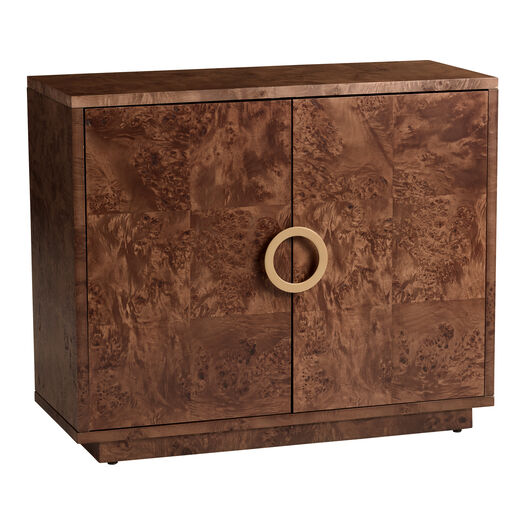 Montrose Brown Burl Wood and Brass Ring Storage Cabinet