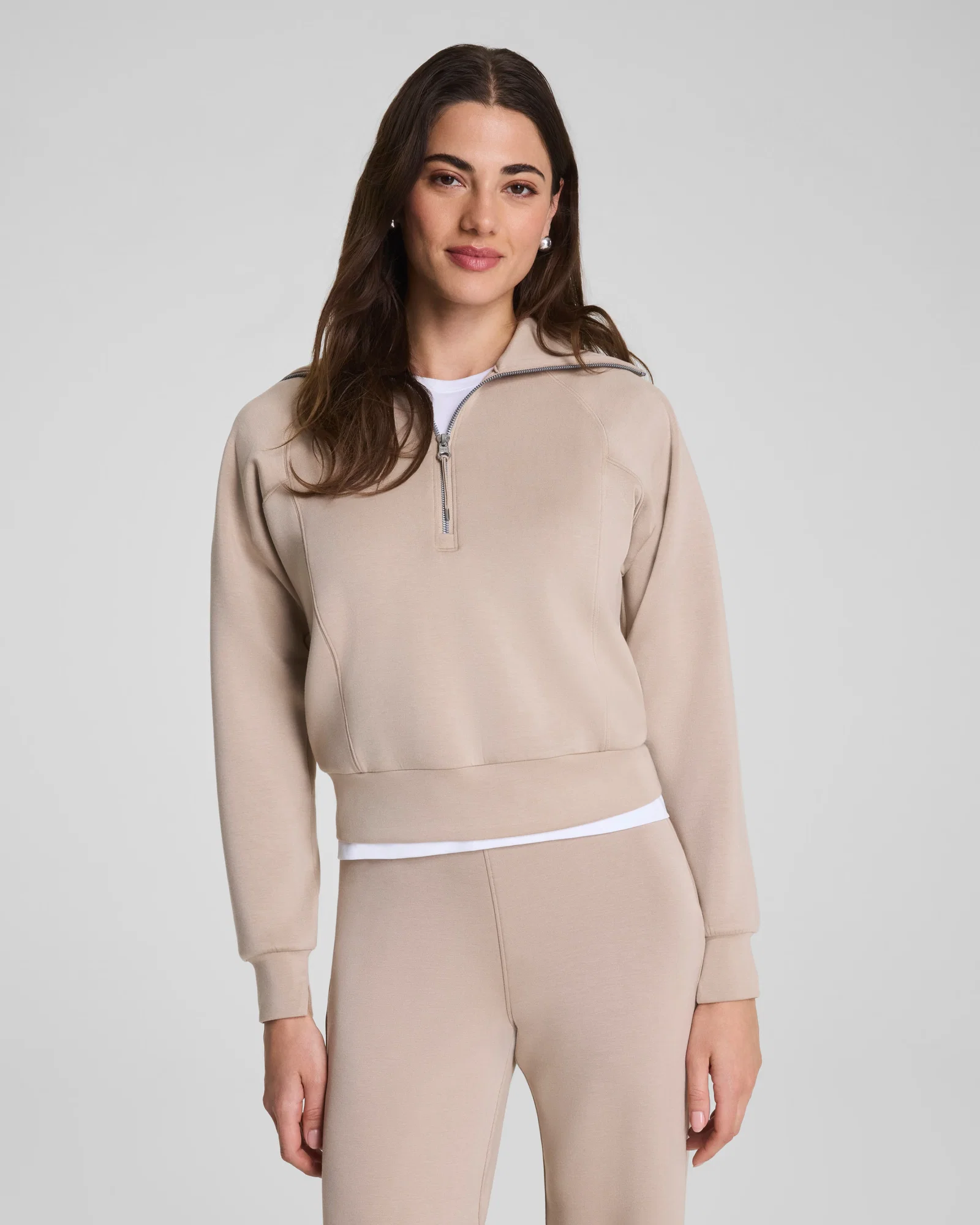 Image of Spanx Women's SPANX AirEssentials Half Zip Top in Dune
