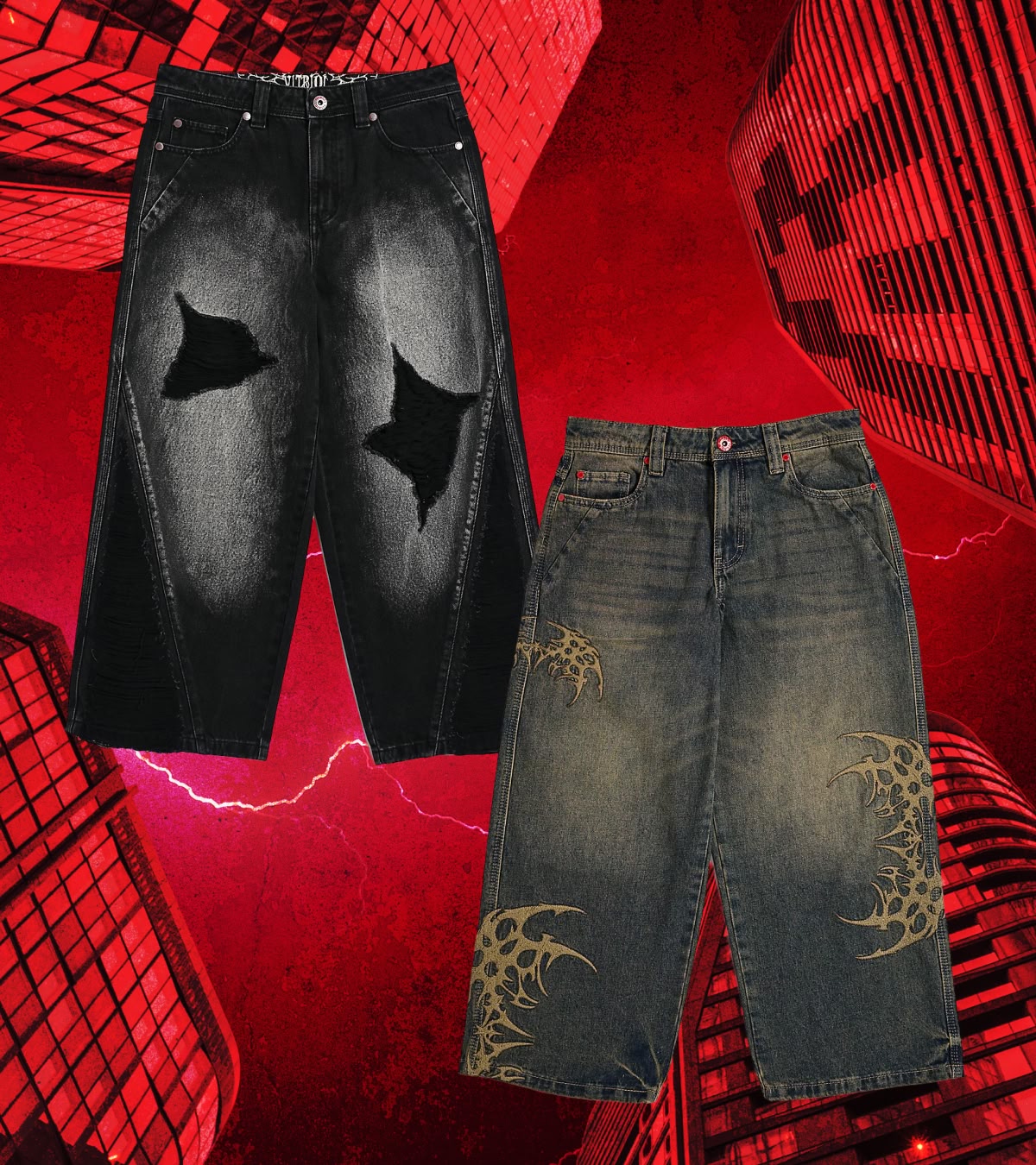 Shop pants and jeans for kids, featuring graphic denim from Vitriol