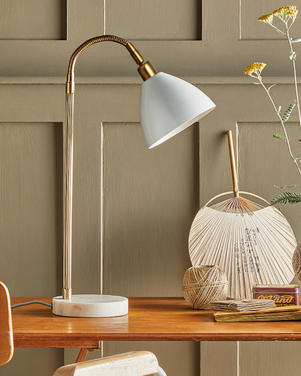 bendle desk light in antiqued brass with marble base