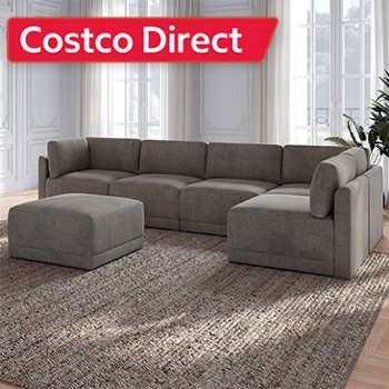 Thomasville Fallon Modular Sectional 6-piece Gray with Ottoman