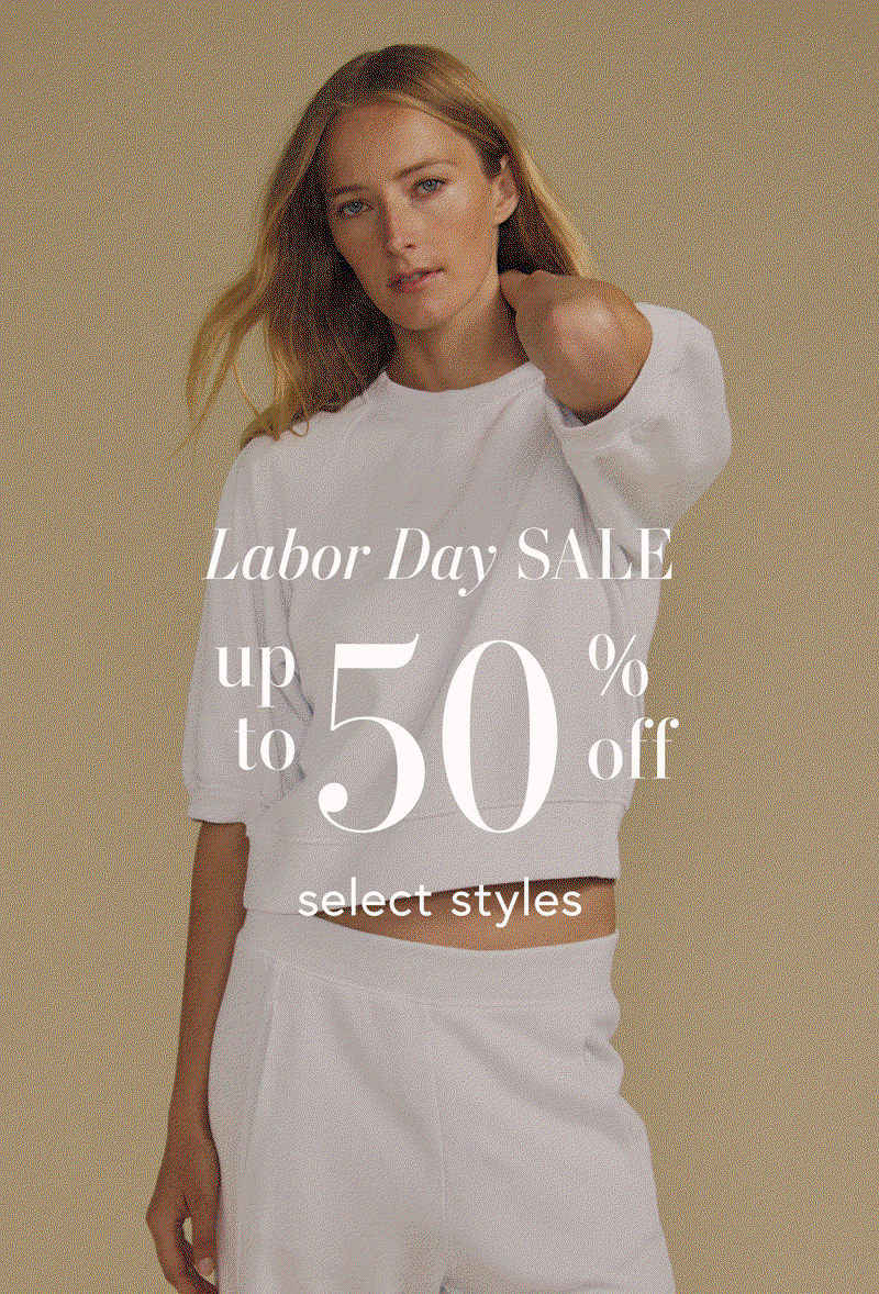 Text reads: Labor Day Sale. Upt to 50% Off Select Styles