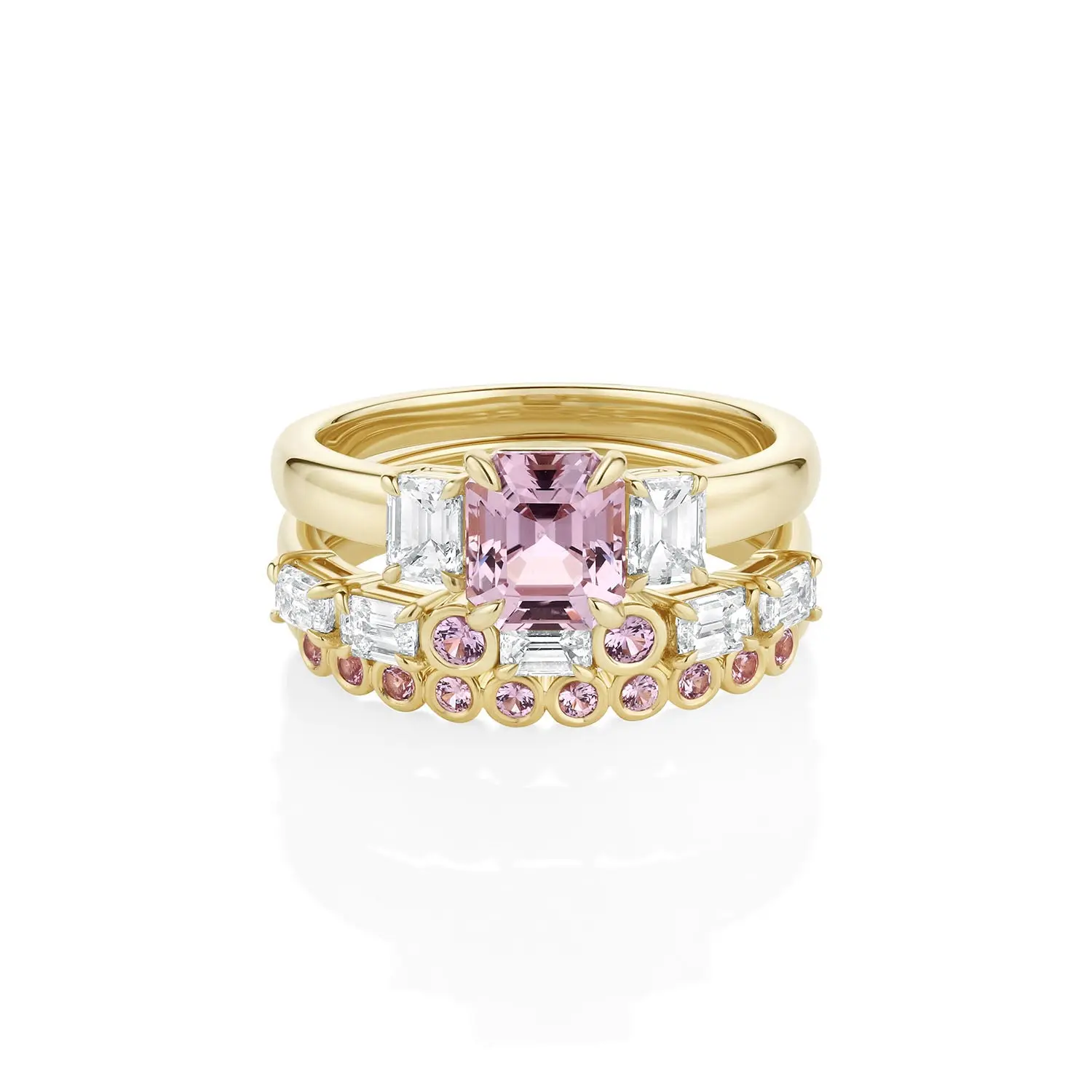Image of 1.76ct Pink Sapphire and Diamond Ring Stack