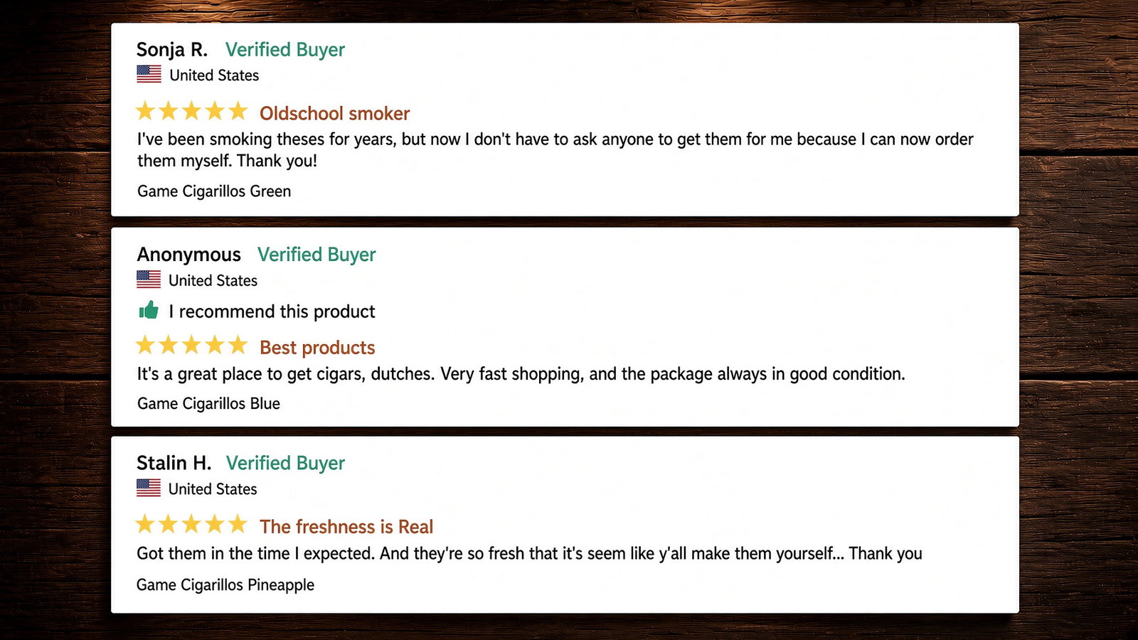 Game cigars reviews