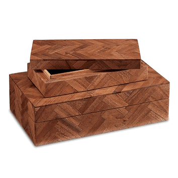 Alfeo Herringbone Wood Box Set of 2