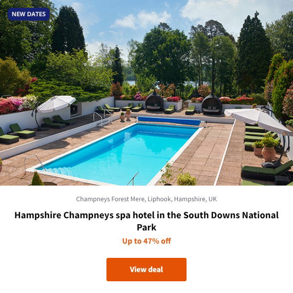 Hampshire Champneys spa hotel in the South Downs National Park