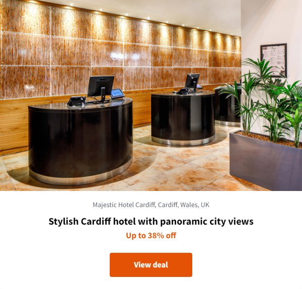 Stylish Cardiff hotel with panoramic city views