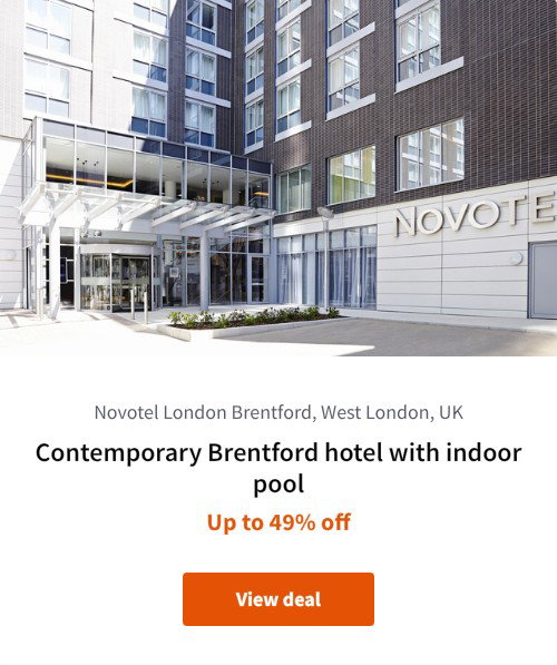 Contemporary Brentford hotel with indoor pool