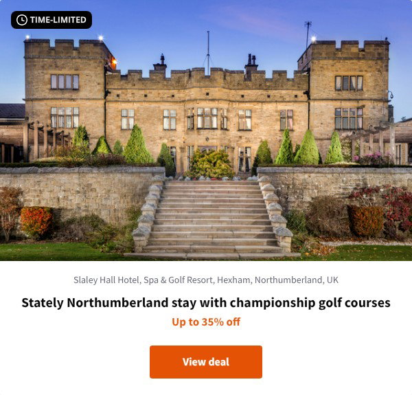 Stately Northumberland stay with championship golf courses