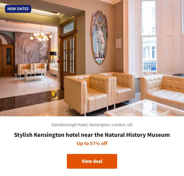 Stylish Kensington hotel near the Natural History Museum