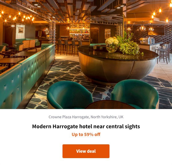 Modern Harrogate hotel near central sights