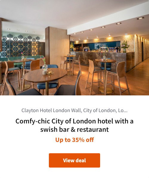 Comfy-chic City of London hotel with a swish bar &amp; restaurant