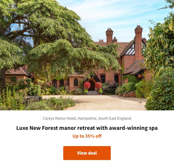 Luxe New Forest manor retreat with award-winning spa