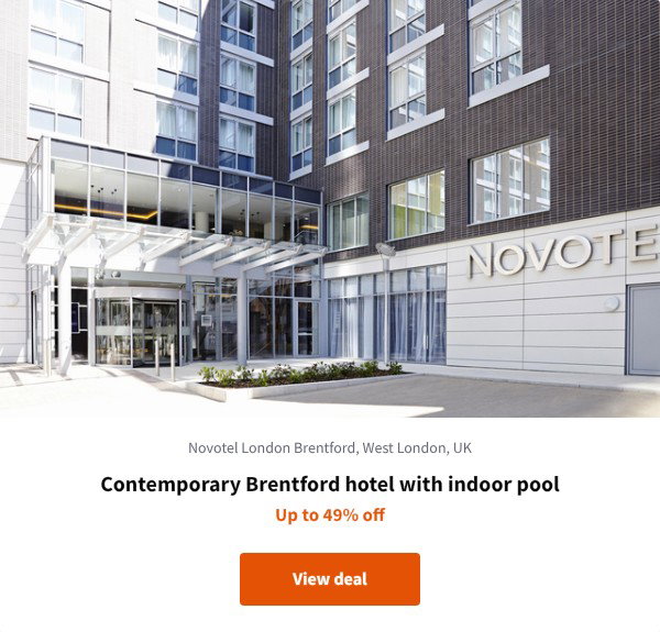 Contemporary Brentford hotel with indoor pool