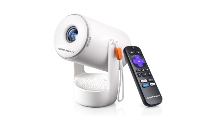 Aurzen Roku TV E1R Smart Portable Mini Projector w...