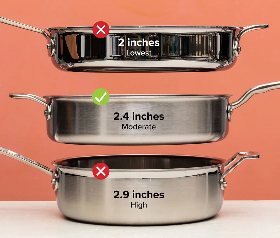 Comparing pan wall heights.