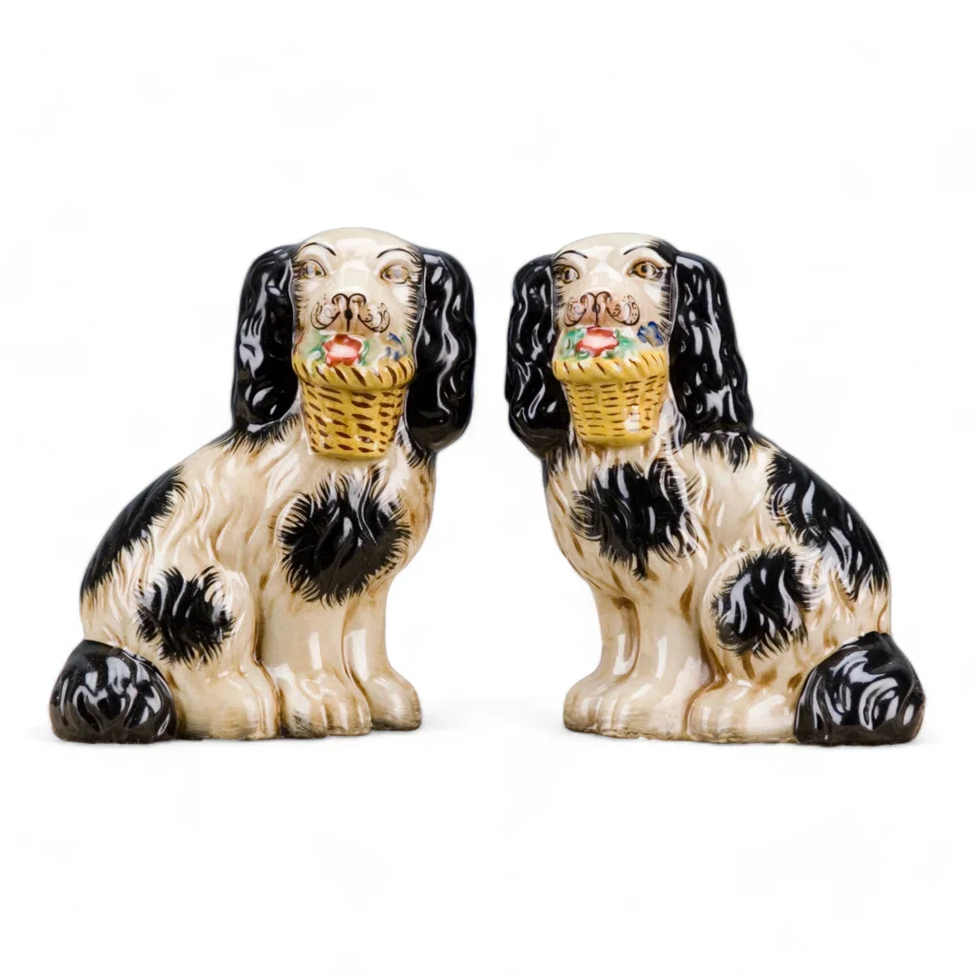 Porcelain Staffordshire Dog Figurines Pair