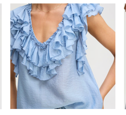 V-Neck Rufle Tank | Azure Blue