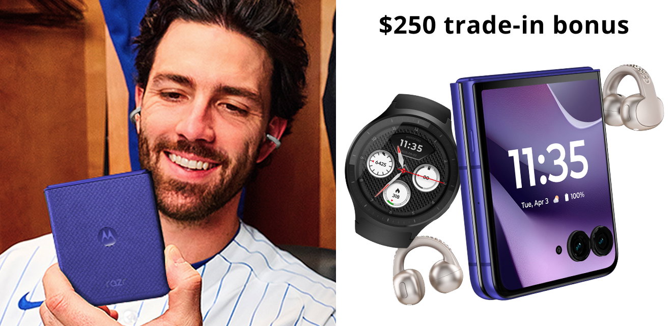 motorola razr ultra - 2026 - $250 trade-in bonus- FREE moto buds loop & moto watch ($399.98 value)
