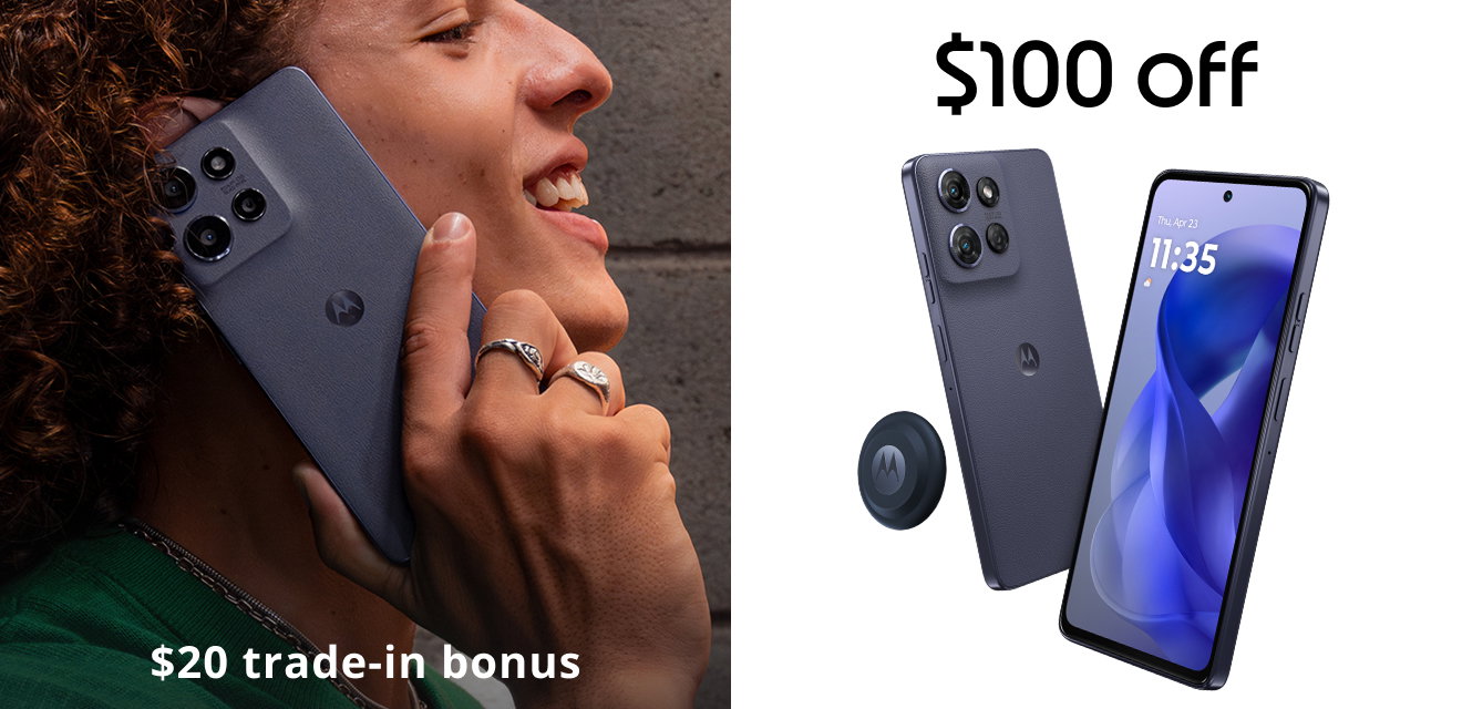 $100 off moto g power - 2025 - $20 trade-in bonus- and FREE moto tag 1-pack ($29.99 value)