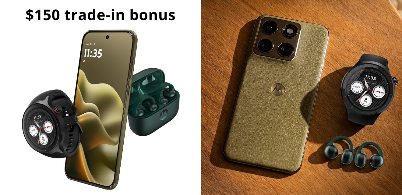 motorola edge- 2026 - $150 trade-in bonus - FREE moto buds loop & moto watch ($399.98 value)