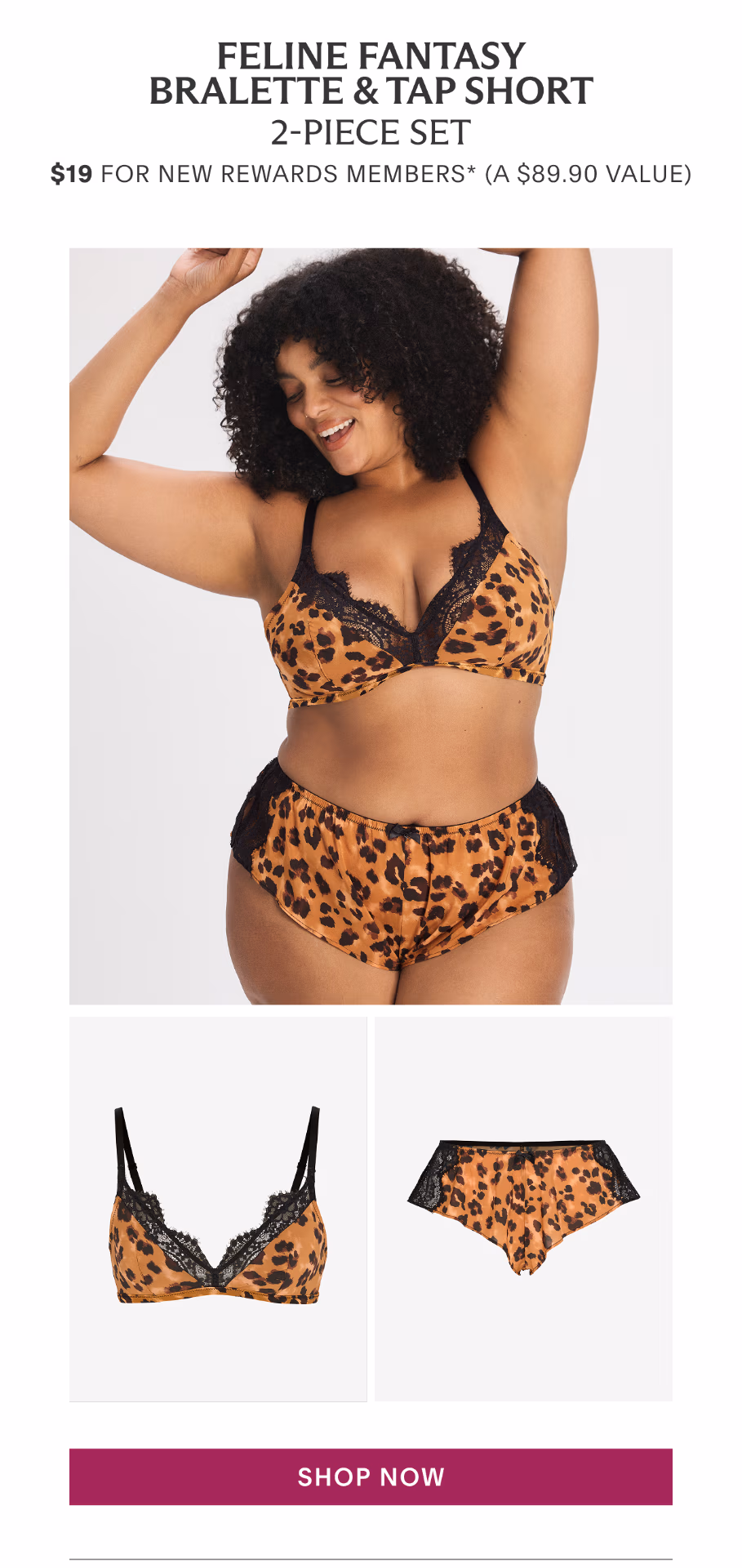 Feline Fantasy Bralette & Tap Short 2-Piece Set