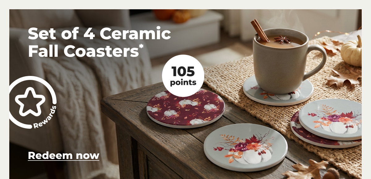 Set of 4 Ceramic Fall Coasters* - Redeem now 