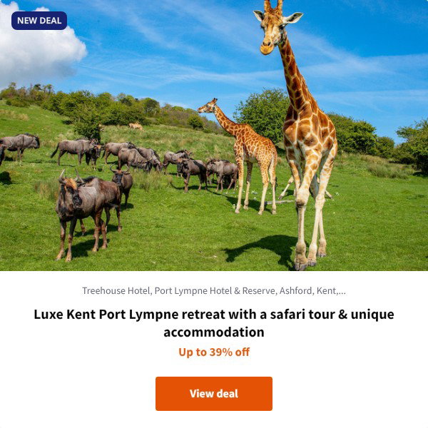 Luxe Kent Port Lympne retreat with a safari tour & unique accommodation