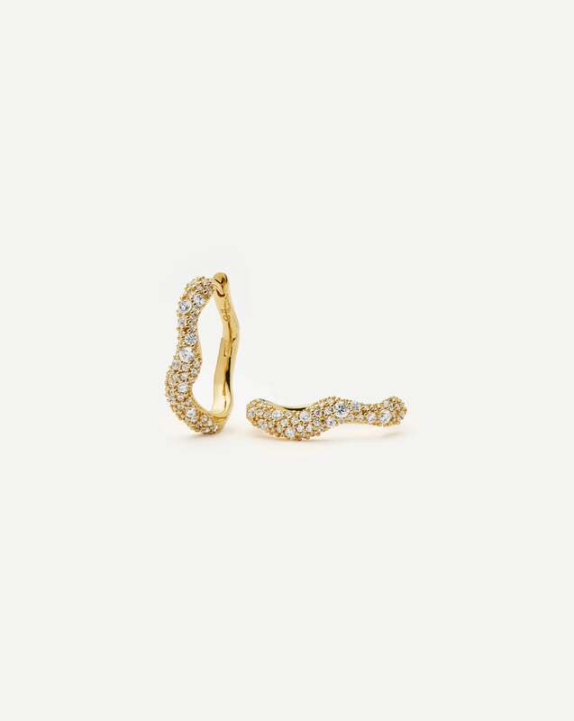 Molten Snow Small Hoop Earrings | 18ct Gold Plated/Cubic Zirconia