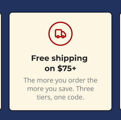 Free shipping  on $75+