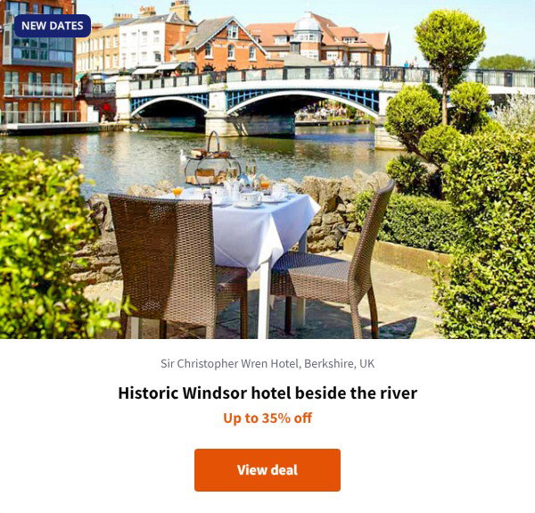 Historic Windsor hotel beside the river