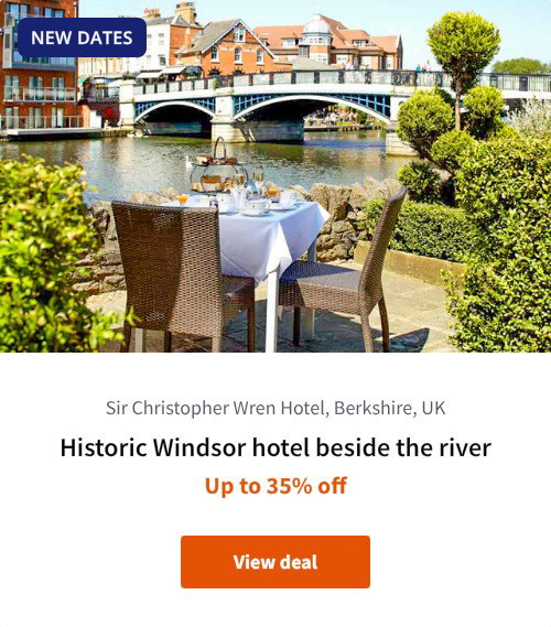 Historic Windsor hotel beside the river
