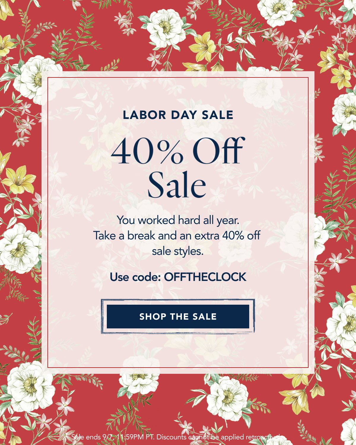 Labor Day Sale: 40% Off Sale