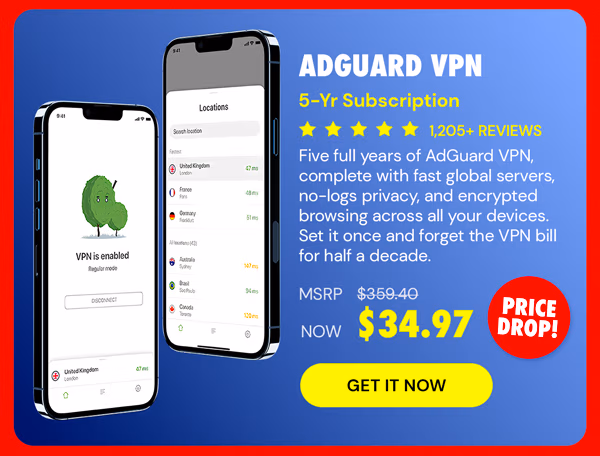AdGuard VPN: 5-Yr Subscription
