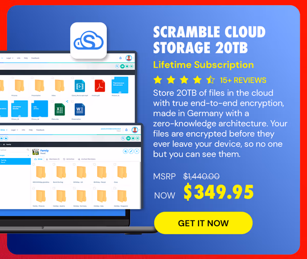 Scramble Cloud Storage Lifetime Subscription (20TB)