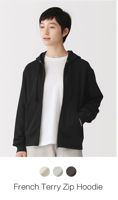 Shop French Terry Two-Way Zip Hoodie