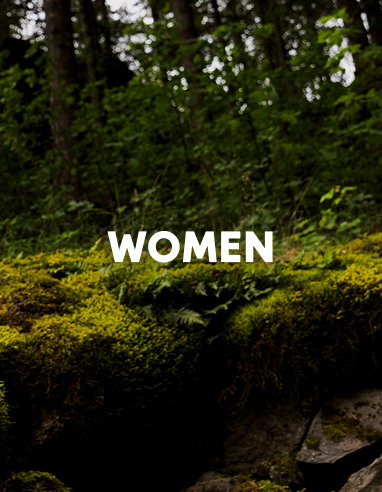 A forest background with text: WOMEN