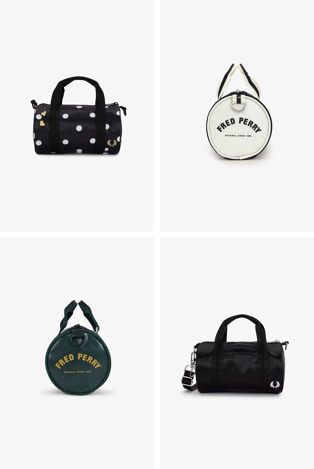 A selection of Fred Perry Mini Barrel Bags