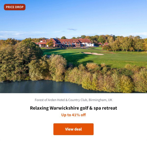 Relaxing Warwickshire golf & spa retreat