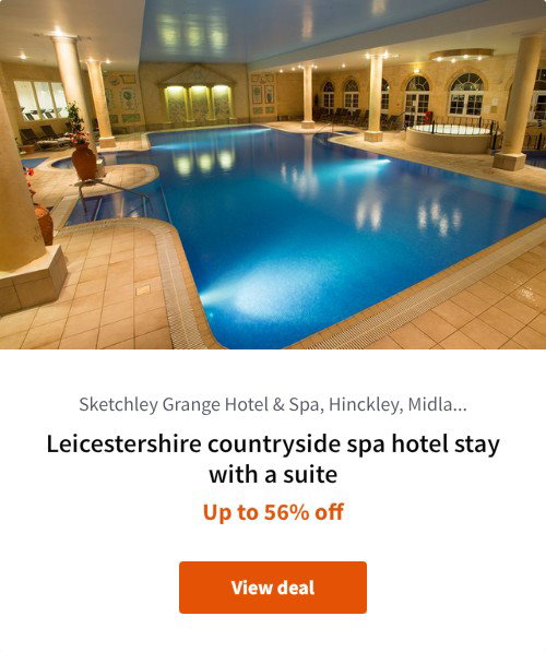 Leicestershire countryside spa hotel stay with a suite