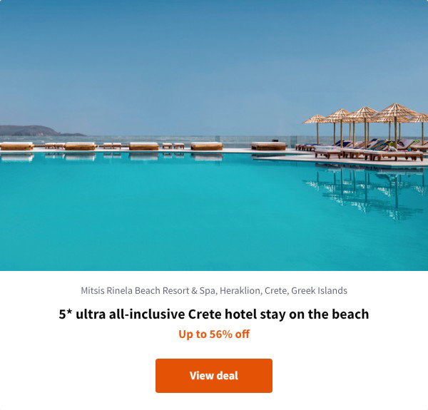 5* ultra all-inclusive Crete hotel stay on the beach