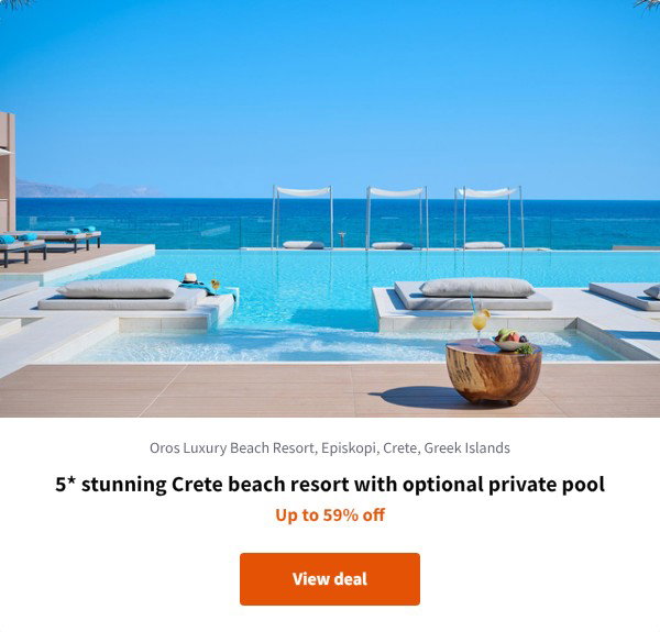 5* stunning Crete beach resort with optional private pool