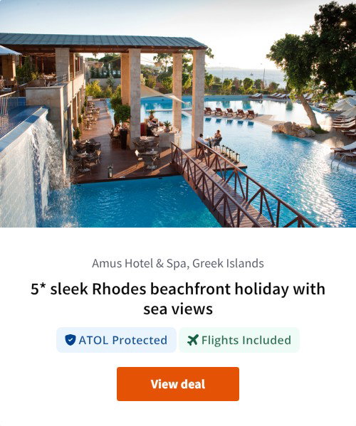 5* sleek Rhodes beachfront holiday with sea views